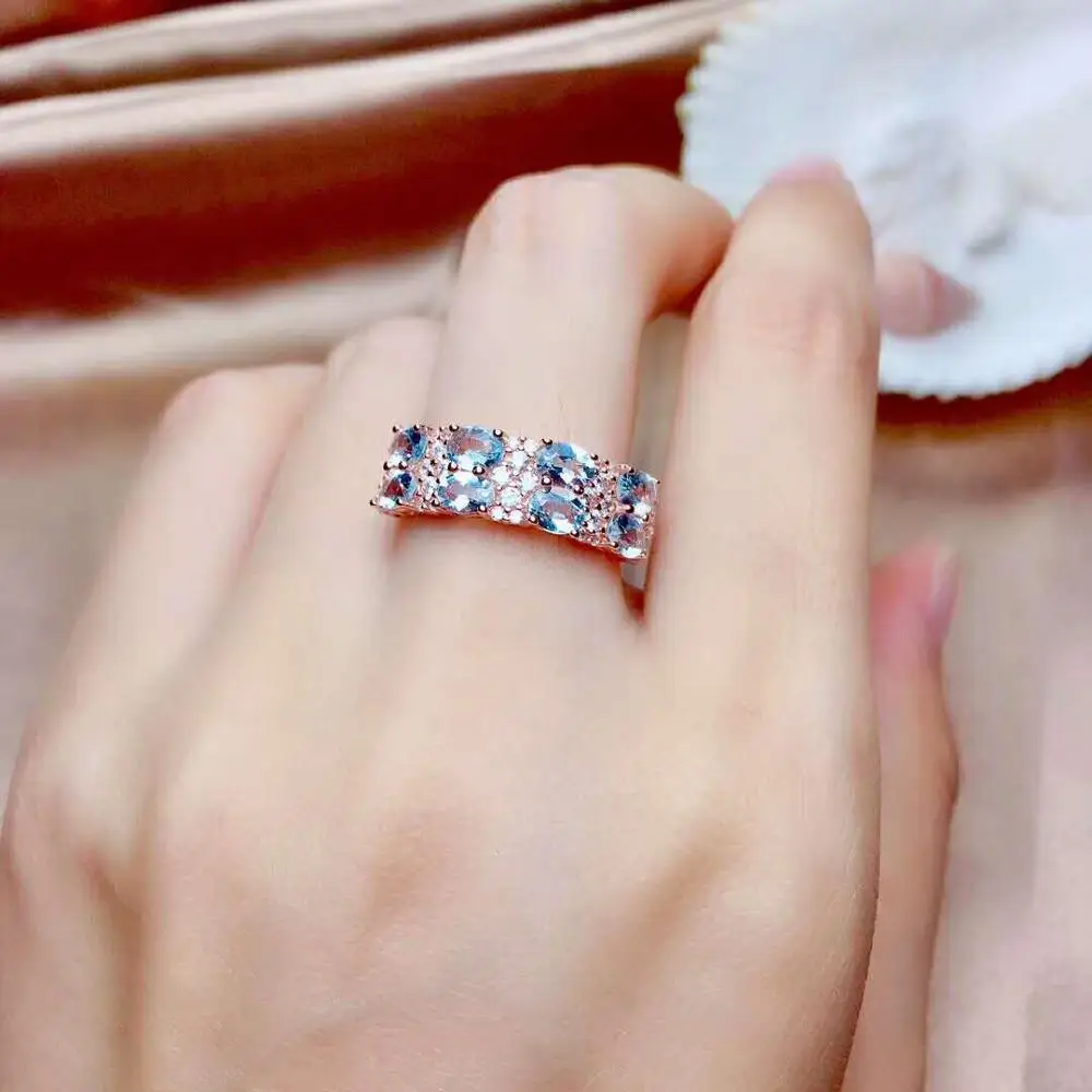 Видео! Женское кольцо с аквамарином Fidelity натуральное 3*4 мм из серебра 925 пробы