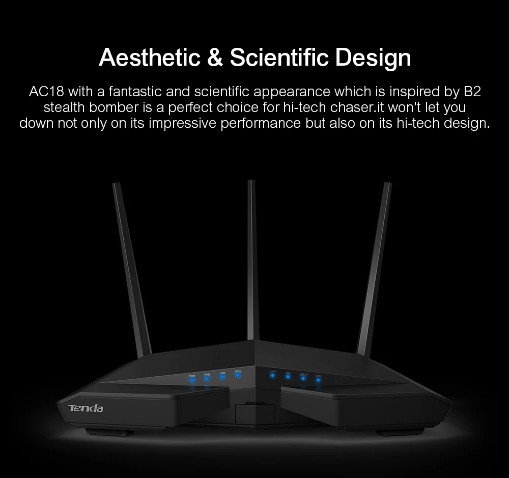 Tenda AC18 беспроводной wifi маршрутизатор 256M DDR двухъядерный процессор 1WAN+ 4LAN гигабитные порты WiFi повторитель двухдиапазонный 11AC1900M гигабитный USB 3,0