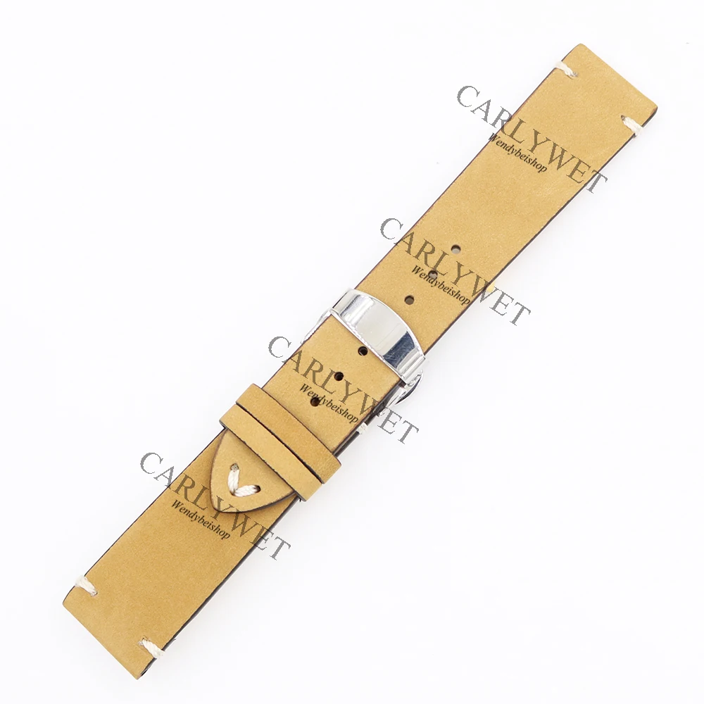 Ремешок сменный CARLYWET для часов винтажный кожаный браслет Rolex Omega Tudor Citizen Samsung