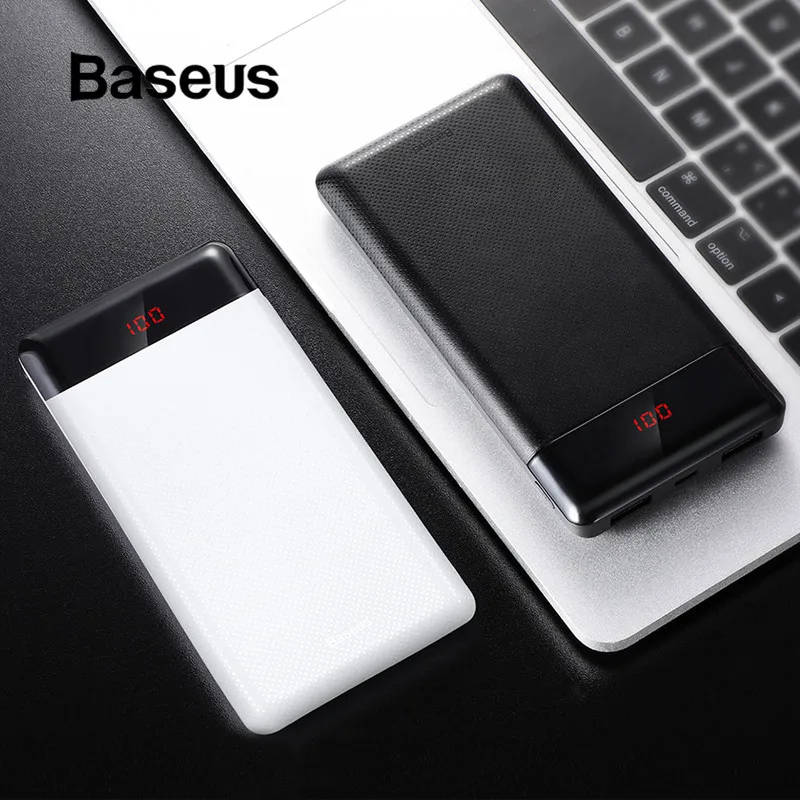 Baseus 10000 мАч Мини Внешний аккумулятор для iPhone Samsung Xiaomi Dual USB зарядное устройство со