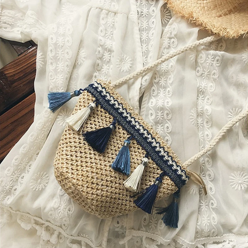 HCH женская сумка Новая летняя пасторальная тканая с кисточками модная