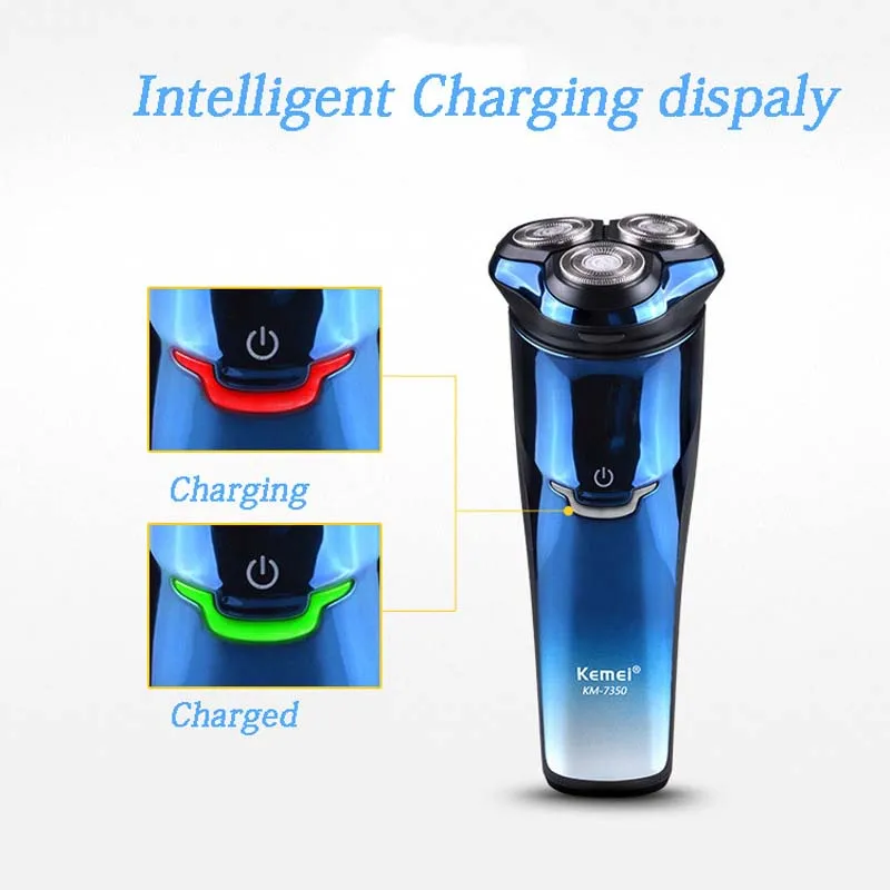 Kemei KM-7350 3D электробритва с тройными плавающими головками для бритья
