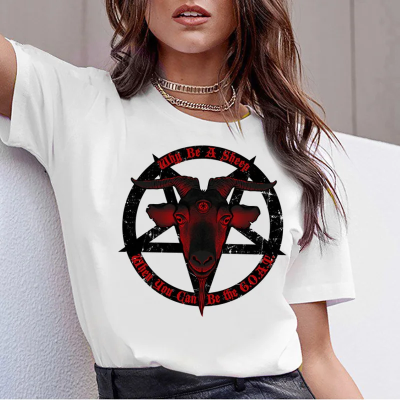 Satanic Satan Demon Grim Reaper Satanism Hell забавная футболка злой дух череп футболка женская страшная Футболка Женский Хэллоуин