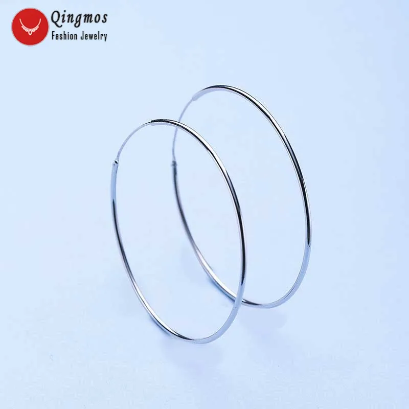 

Qingmos Trendy Hoop Circle Earrings for Women with Silvery 20mm Sterling Silver 925 Hoop Circle Earrings Fine Jewelry-ear570