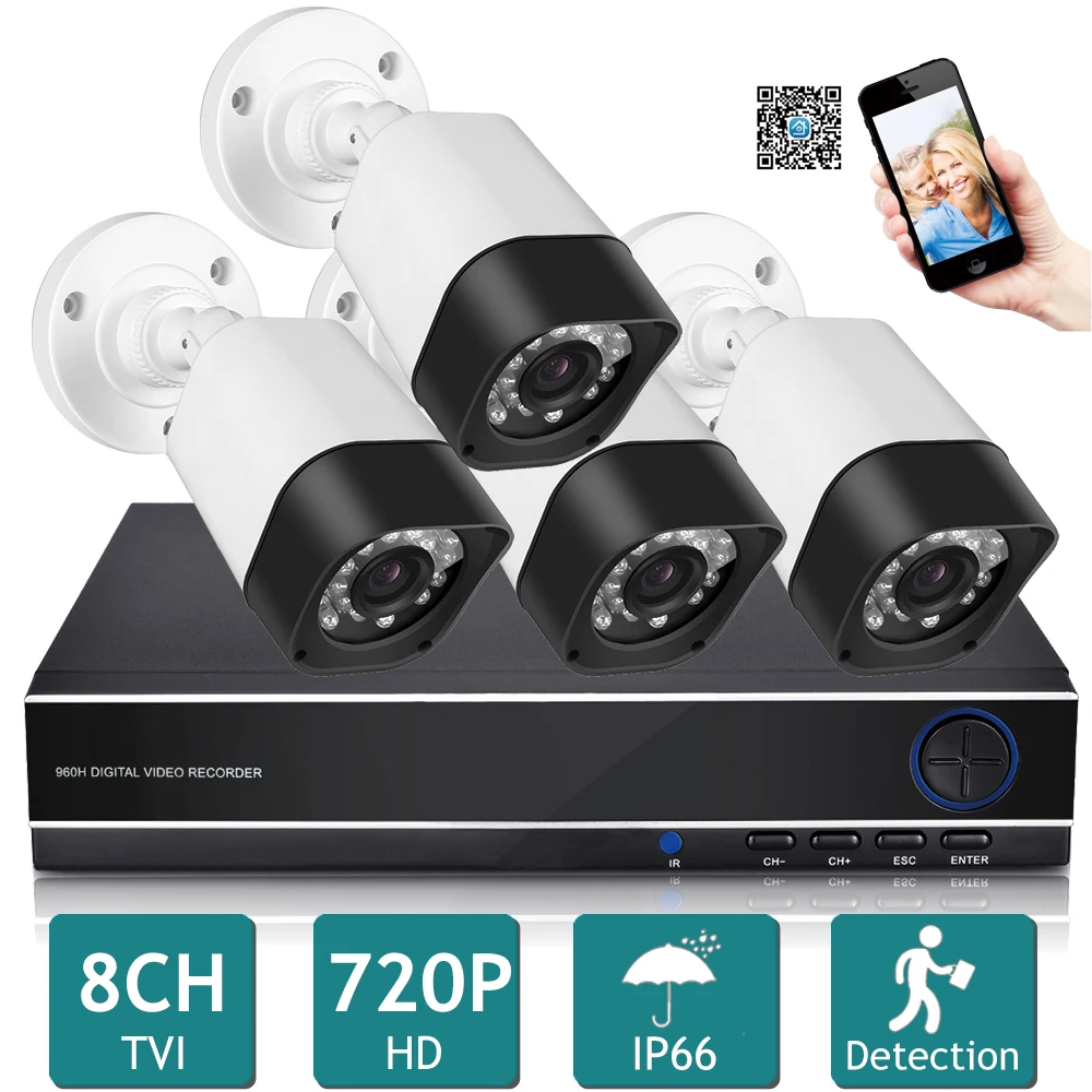 Домашняя безопасность 8CH проводной DVR комплект P2P 720P водонепроницаемый наружный