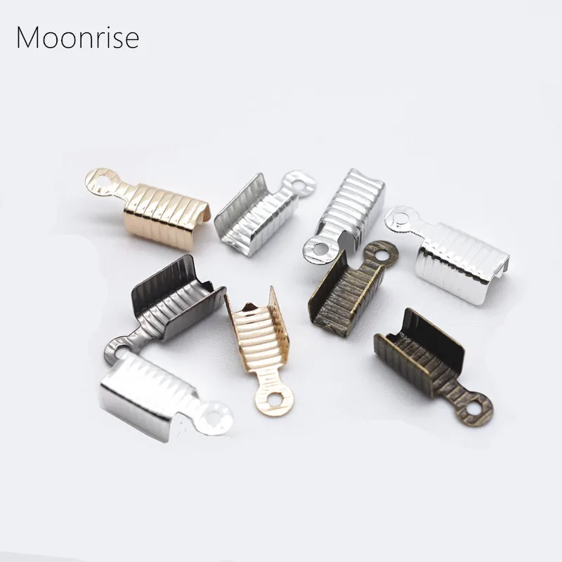 Обжимные концевые колпачки и застежки для шнура или ленты золотистые/Родиевые