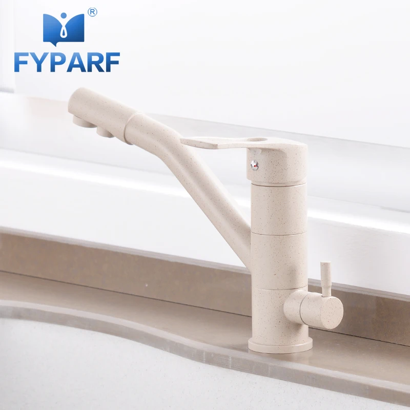 Fyparf латунь Мрамор картина поворотный кран питьевой воды 3 Way фильтр для воды очиститель Кухня Смесители Для затычка для раковины K210K