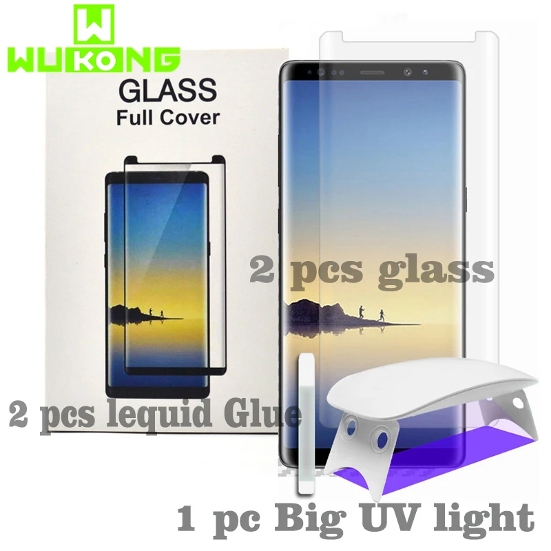 

2pcs Screen Protector For Samsung S9Plus S10 Plus Note20 ultra Tempered Glass Liquid Full Glue UV mate 20 30 pro P30 Pro P40 Pro