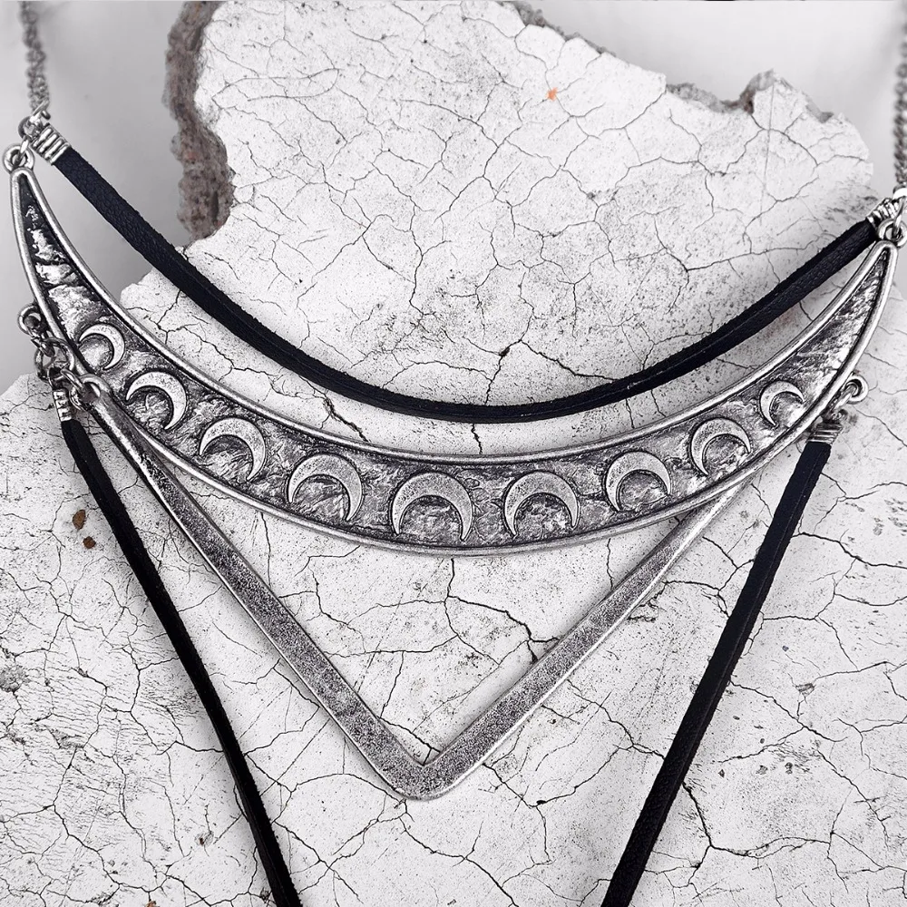 Fever&ampFree Popular Bohemia Style Ethnic Triangle Alloy Necklace Pendant Vintage Exaggerated Long Black Leather Woman | Украшения и