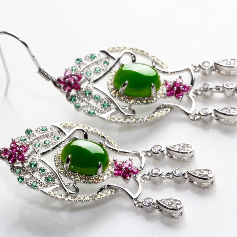 Серьги-подвески из натурального нефрита и в виде яйца | Украшения аксессуары