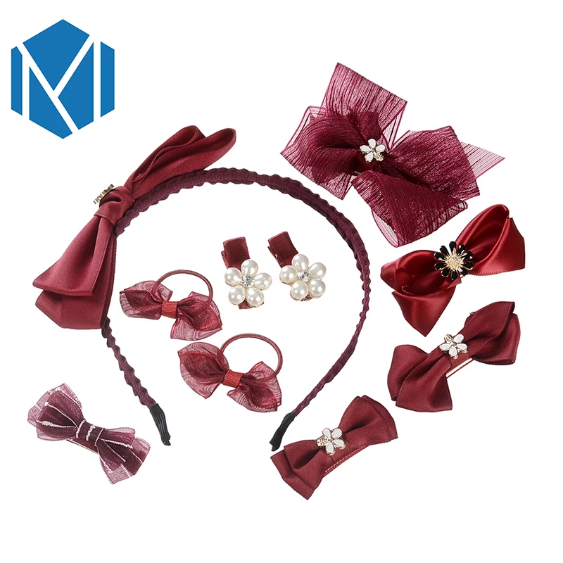 M MISM 10 шт. повязка на голову шпильки ленточный бантик красивые резинки для волос с