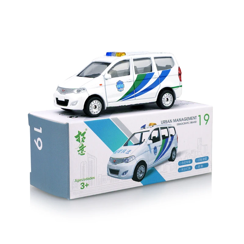 Моделирование 1: 64 Jetta Elan Wuling Hongguang Gold Cup, городское управление, Полицейская машина 01-24 модель автомобиля из сплава