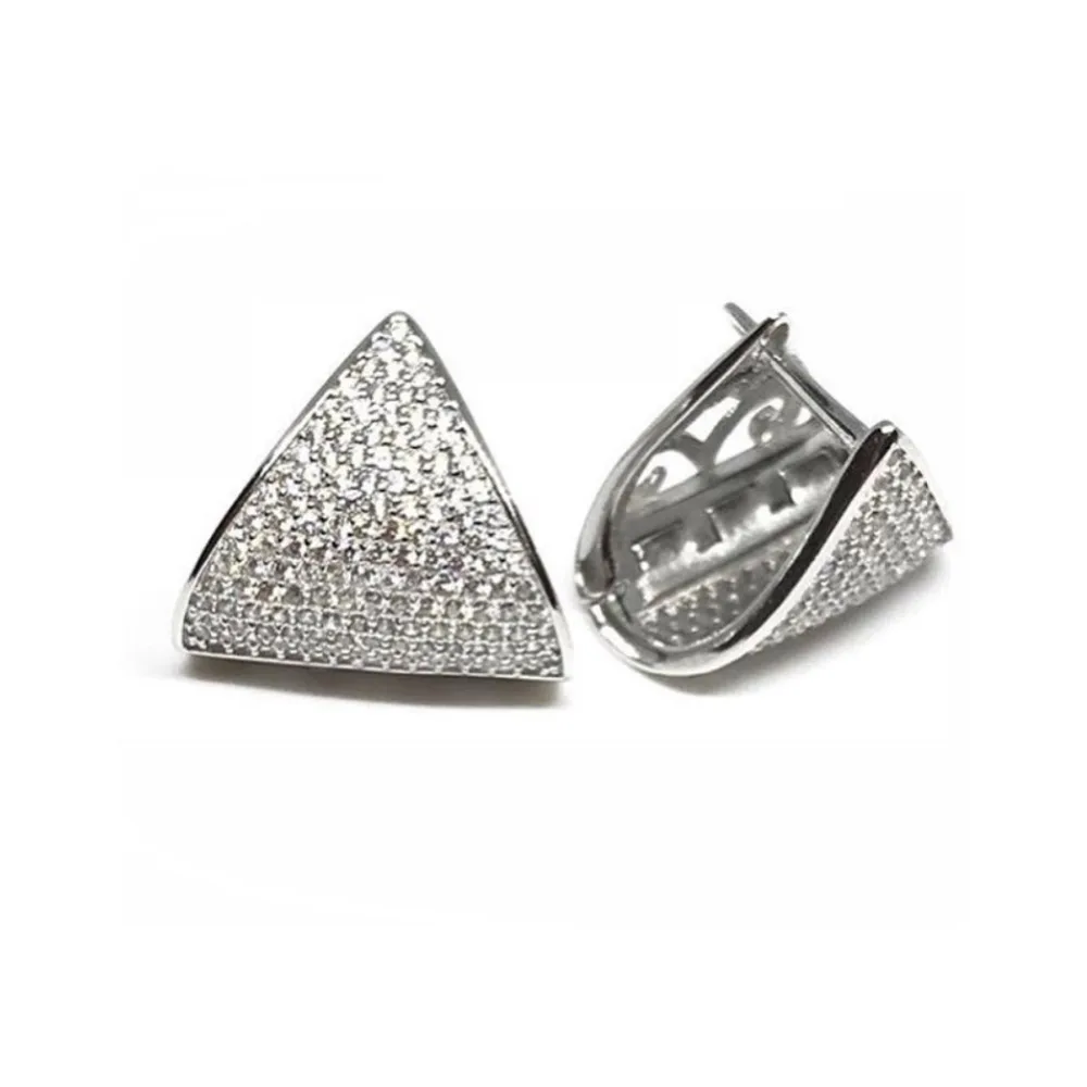 925 стерлингового серебра прочный треугольник геометрические серьги для женщин и мужчин, черный, белый цвет выбор маленькие серьги в виде ко...