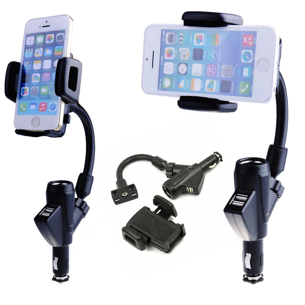 Двойной USB 2 порта автомобильное зарядное устройство Универсальный держатель для
