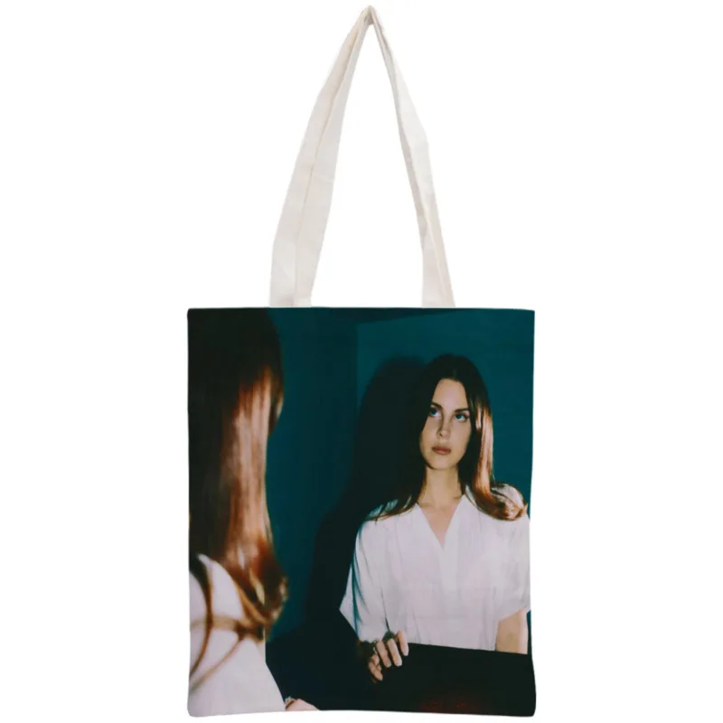 Индивидуальная сумка-тоут Lana Del Rey, многоразовая сумка 30x35 см, двухсторонняя сумка, сумка через плечо, складная Холщовая Сумка для покупок - Цвет: 13