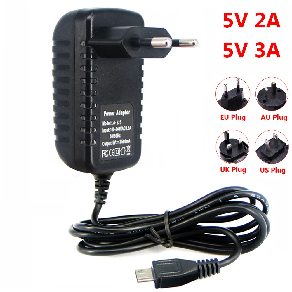 1 шт. 100-240 в Micro USB зарядное устройство US/EU/AU/UK штекер 5 В 2A 3A AC/DC адаптер питания для Raspberry PI 3 Zero Tablet PC