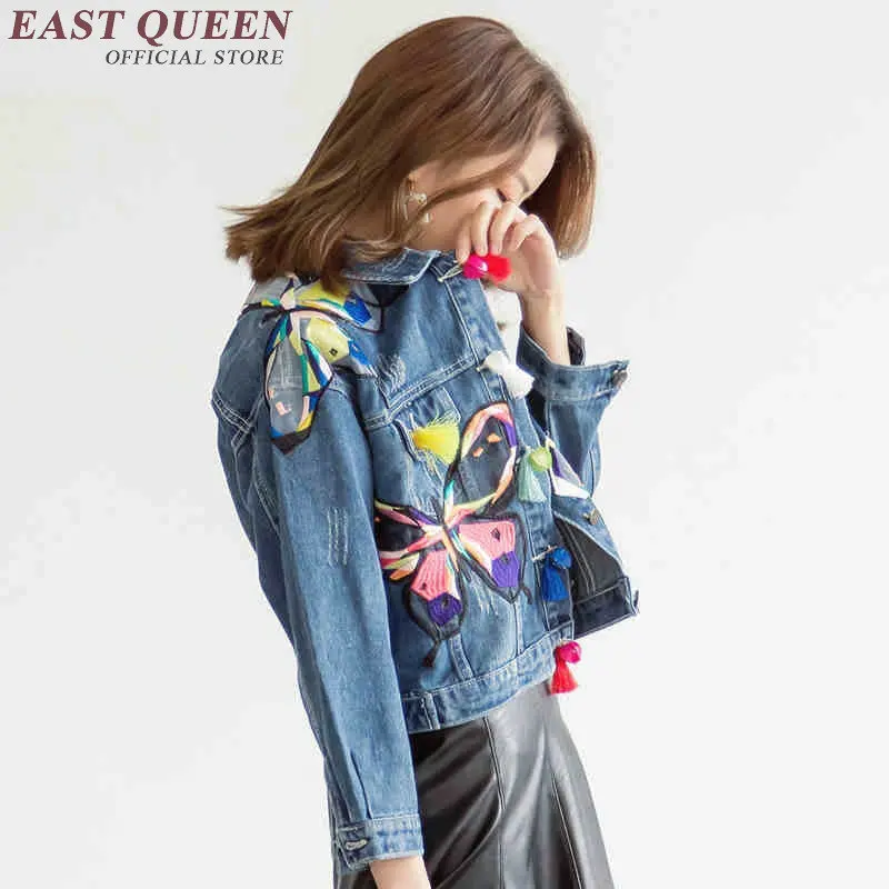 Женская джинсовая куртка с вышивкой Повседневная KK452 S 2018 | одежда