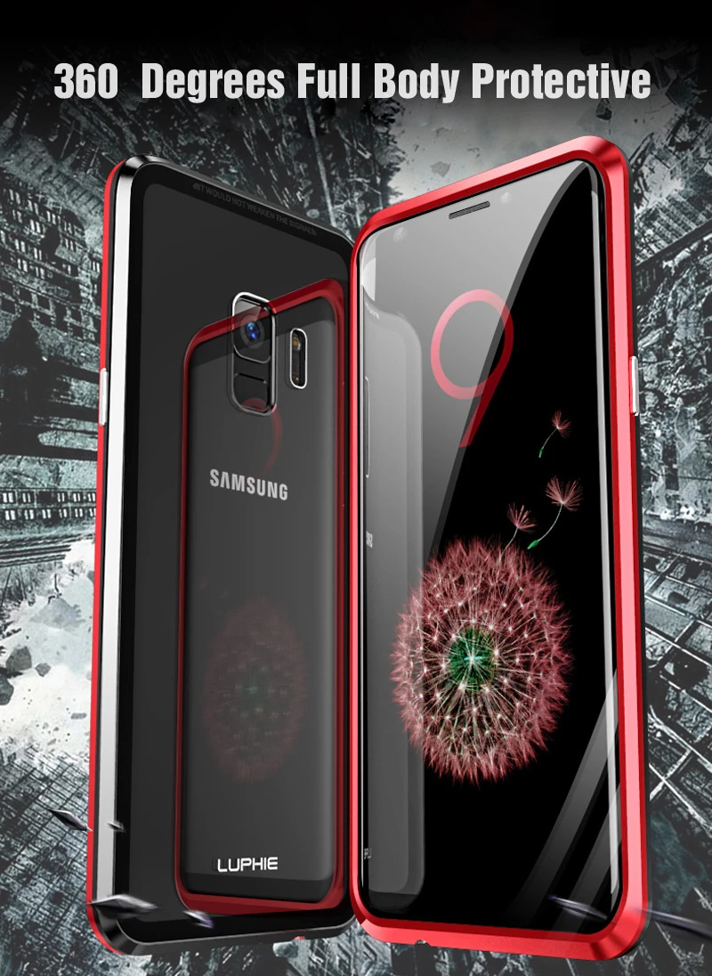 Переднее и заднее стекло 360 полный корпус Магнитный чехол для samsung Galaxy S9 Plus Note 9 S9Plus Note9 роскошный магнит 360 металлический чехол s