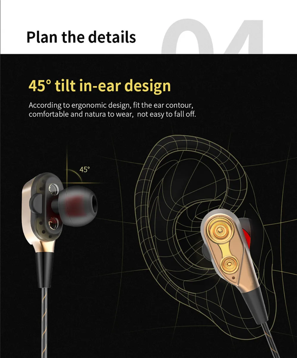 Новые модные Внутриканальные наушники 7D HIFI с двойным динамическим драйвером