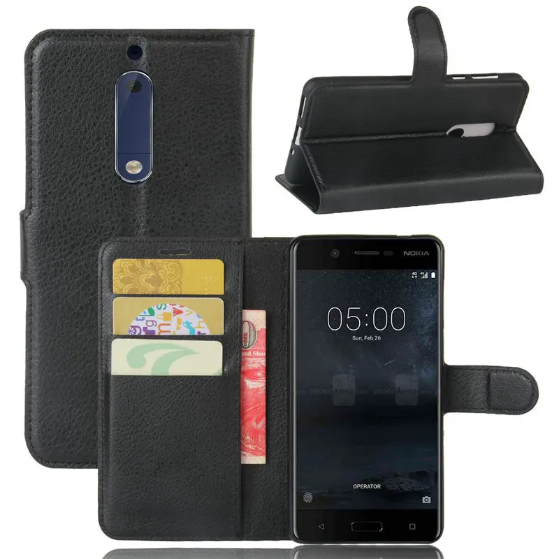 Кожаный чехол бумажник с откидной крышкой для Nokia 5 1 TA 1053 8 6 2018 2nd Gen задняя крышка