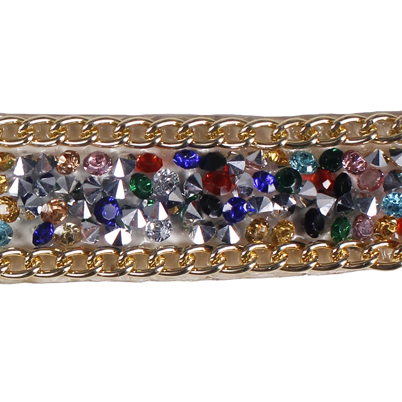 15 ярдов украшенные бисером стразы Золотая цепочка Железная на кристальной