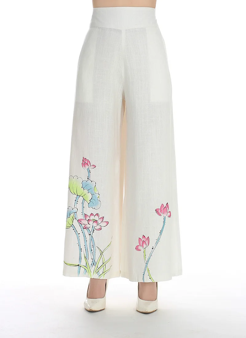 

Chinese Traditional Trousers Women's Cotton/Linen Loose Pants Size S to 2XL
