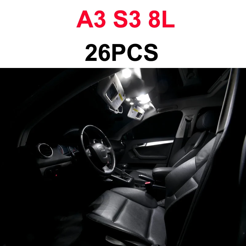 8L - 26PCS Белый Canbus безошибочный светодиодный потолочный светильник для Audi A3 S3 RS3 8L 8P 8V(1996 - Испускаемый цвет: 8L - 26PCS