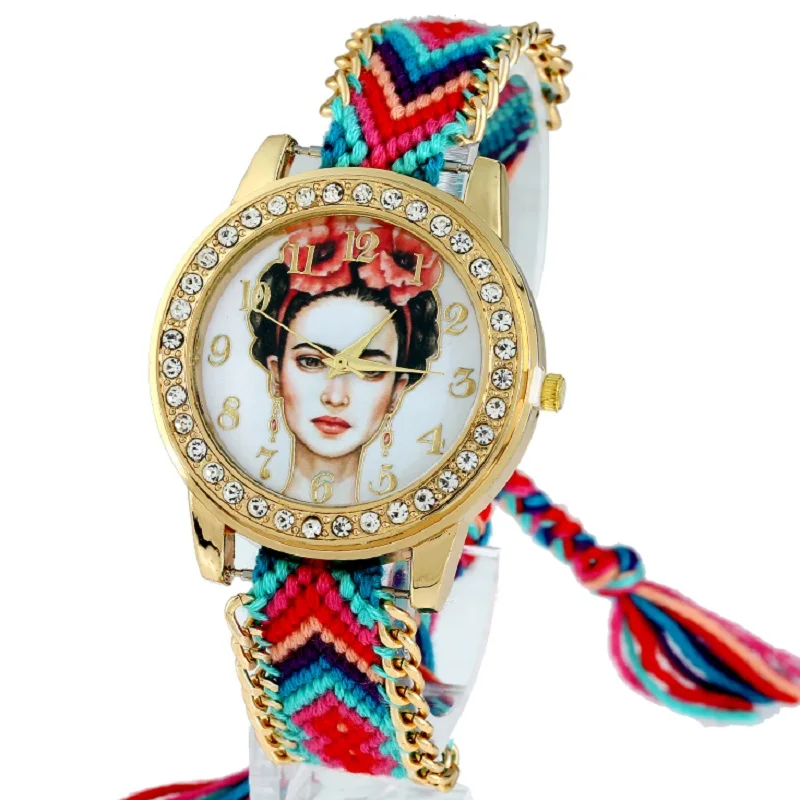 Gnova Платиновые радужные женские часы GirlVintage Ретро Девушка Стразы Женева Стиль Модные Плетеные кружевные наручные часы A412