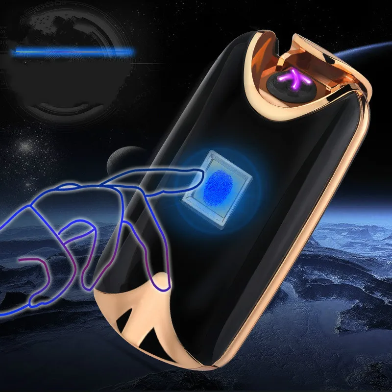 Интеллектуальная USB дуговая зажигалка двойная с датчиком отпечатков пальцев