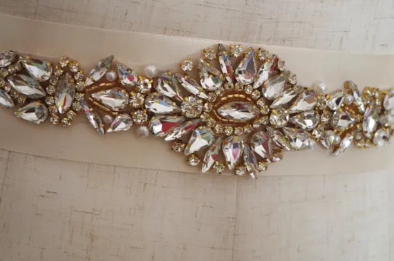 2 шт. золотой пояс с цветочным узором золотые стразы свадебный ремесло RAE0118 | Дом и