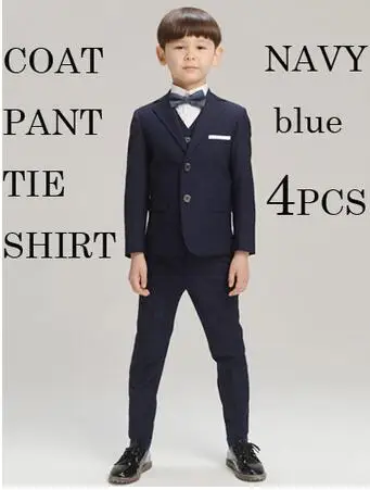 Navy blue Костюмы для мальчиков на свадьбу, детские костюмы на выпускной, черные костюмы на свадьбу для мальчиков, tuexdo, комплект одежды для детей, строгие блейзеры для мальчиков - Цвет: Navy blue
