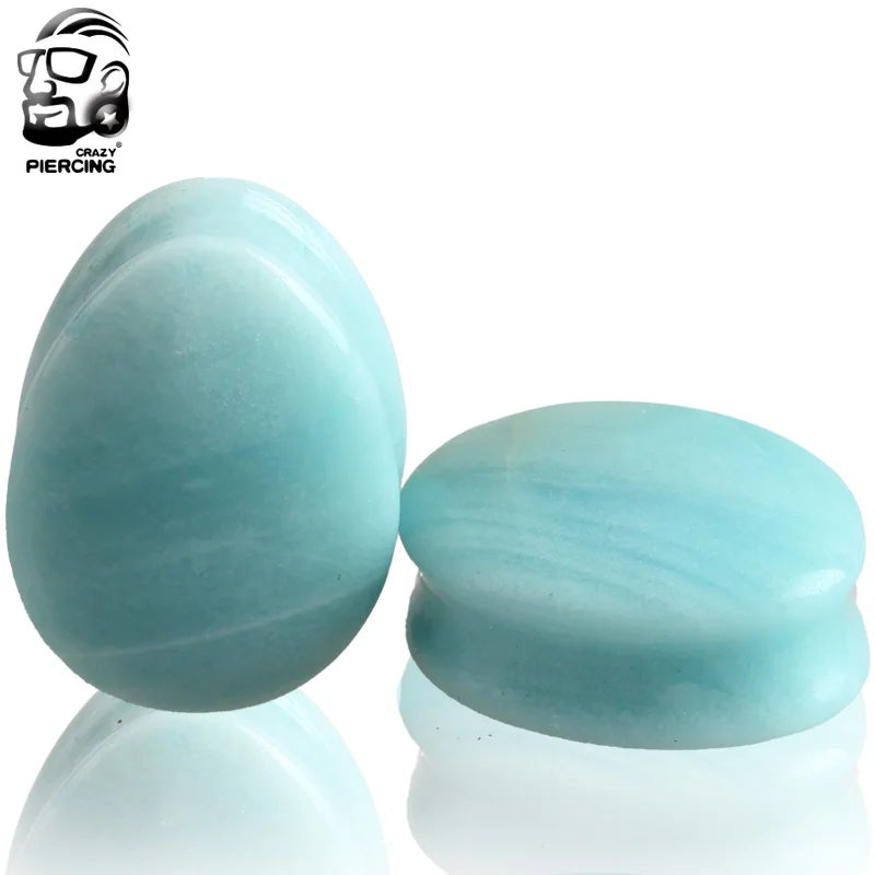Капли воды Опалит Амазонит Howlite черный обсидиан камень уха Калибр затычка эспандер пирсинг ювелирные изделия - Окраска металла: CY1524