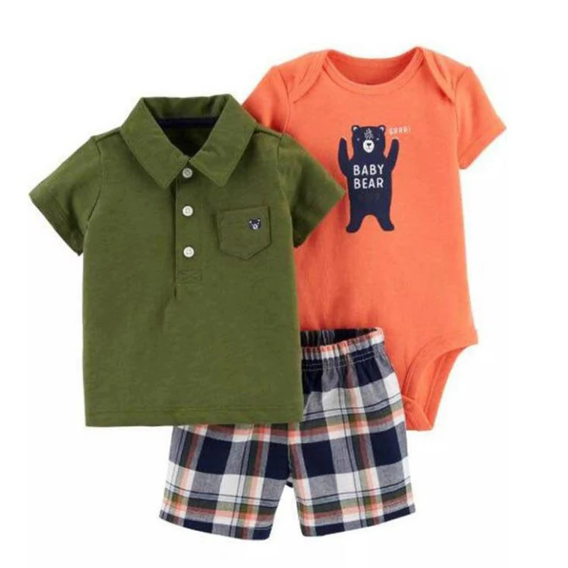 cartoon tshirt tops+bodysuit+shorts for baby boy clothes newborn set 2021 summer outfit new born clothing suit tracksuit costume |
