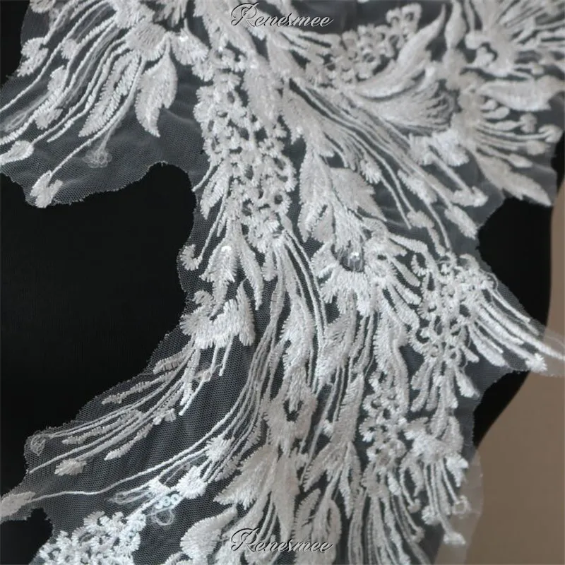 1 шт. кружевная Цветочная вышивка с прозрачными блестками и перьями цвета