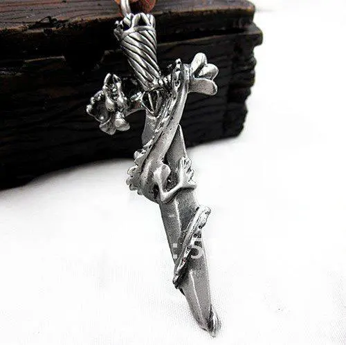 Мужское кожаное ожерелье с подвеской меч и дракон 100% натуральная кожа | Украшения