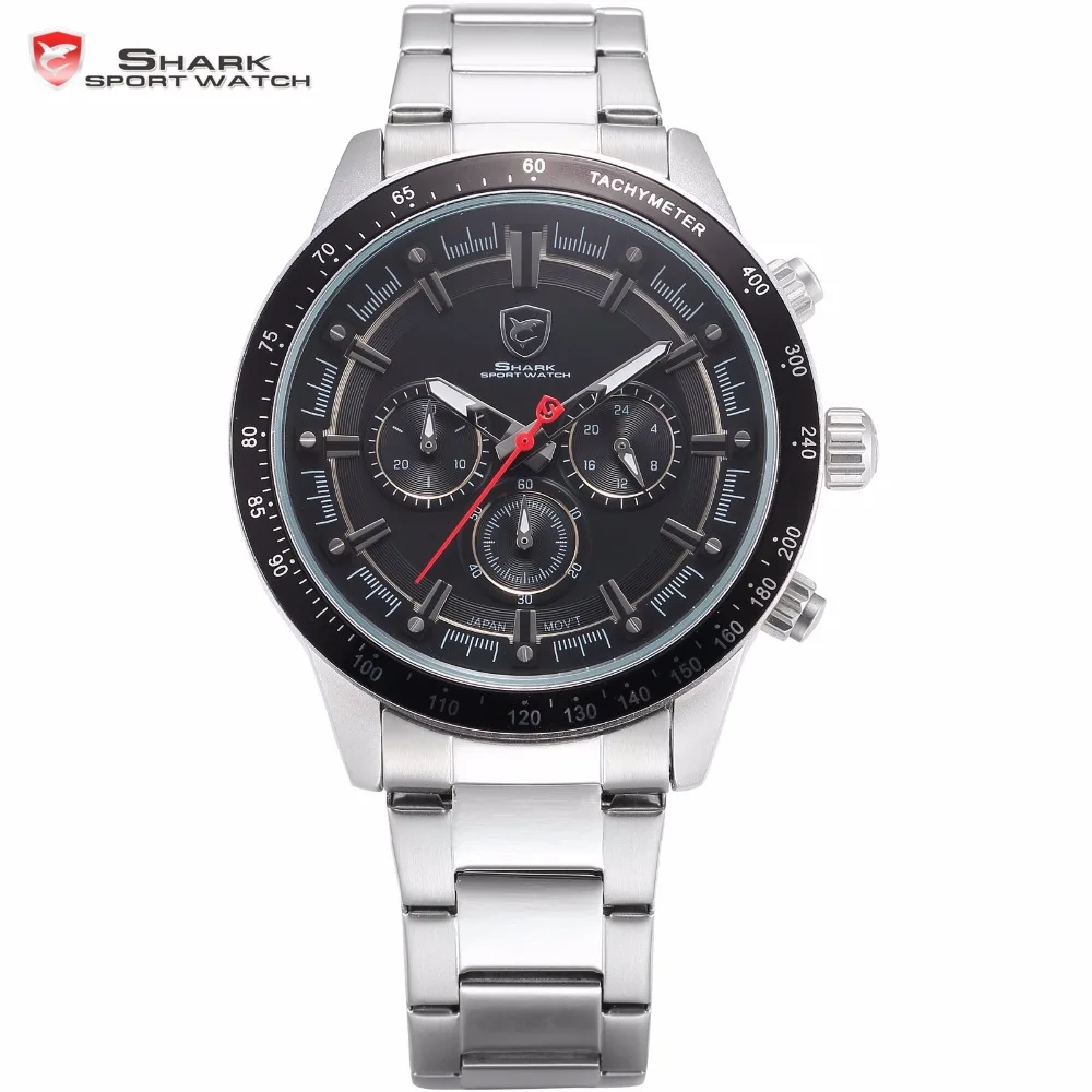 Поколение Медсестра АКУЛА Спортивные Часы Черный Циферблат 6 Руки Хронограф