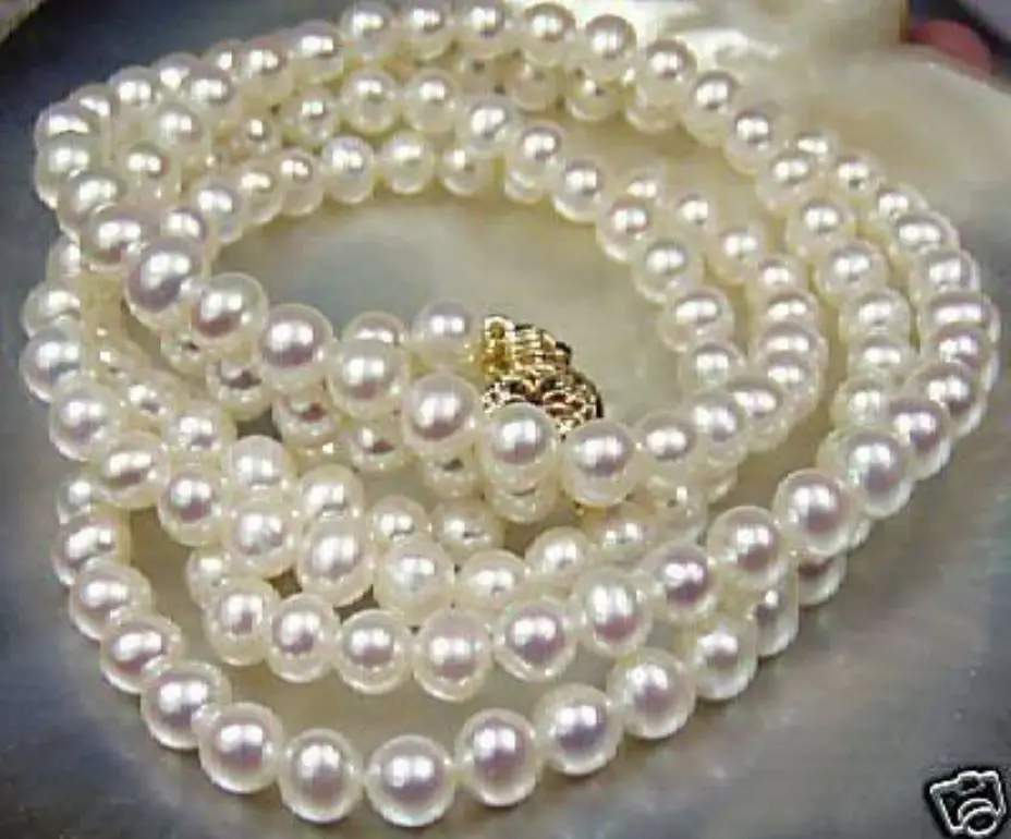 

FREE SHIPPING>>>@@ > Beautiful!7-8mm White Akoya Cultured Pearl Necklace 25"^^^@^Noble style Natural Fine jewe &