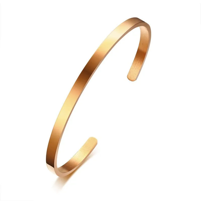 rose gold 4 мм манжета браслет из нержавеющей стали мужская любовь манжеты браслет - Окраска металла: rose gold