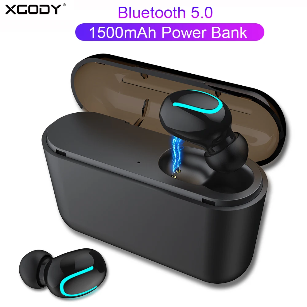 XGODY Q32 одиночный Мини Bluetooth 5 0 наушники вкладыши Портативный зарядный Чехол