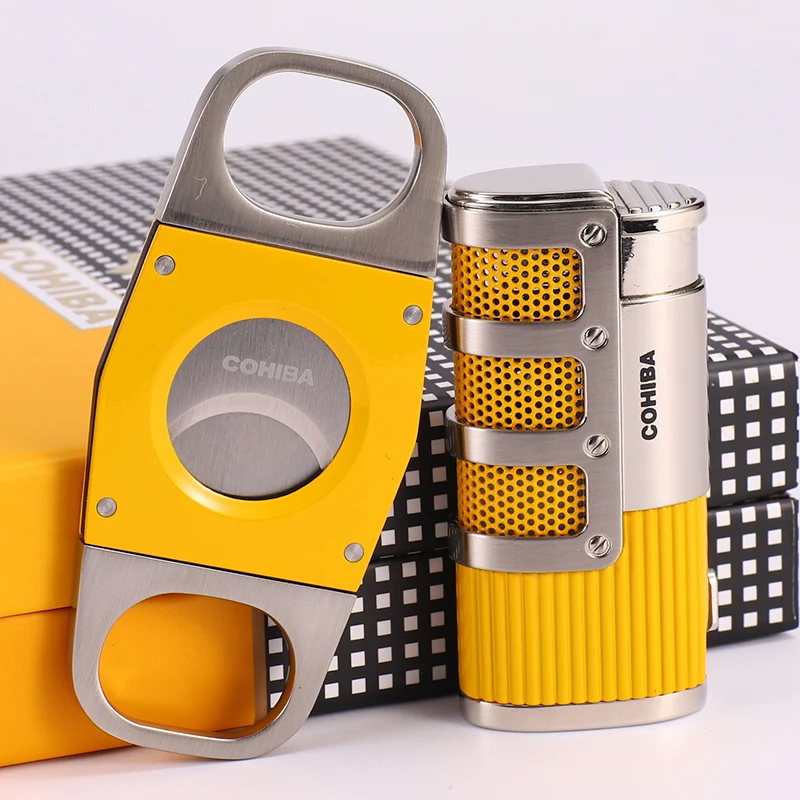 COHIBA нержавеющая сталь металлическая коробка для сигар резак ветрозащитный 3 Jet