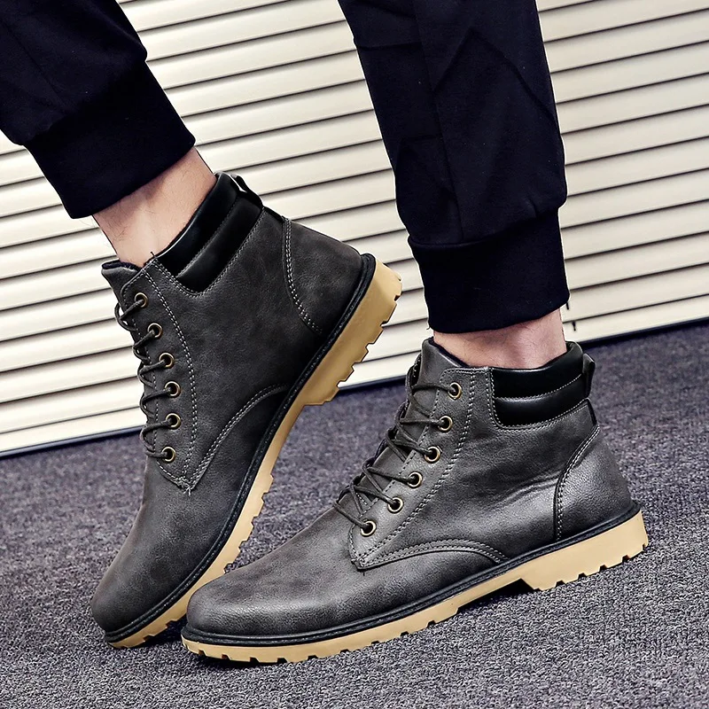 Новинка 2018 мужские ботинки из натуральной кожи осенне зимние ботильоны модная