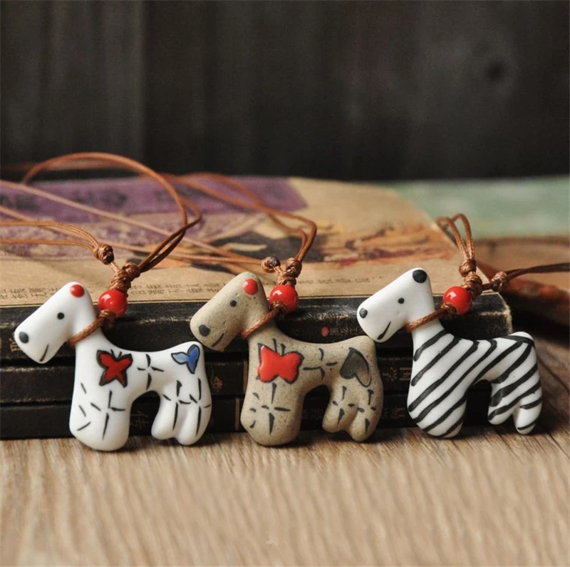 Ожерелье морской моды MEW милый стиль мультяшная собачка Керамическая подвеска