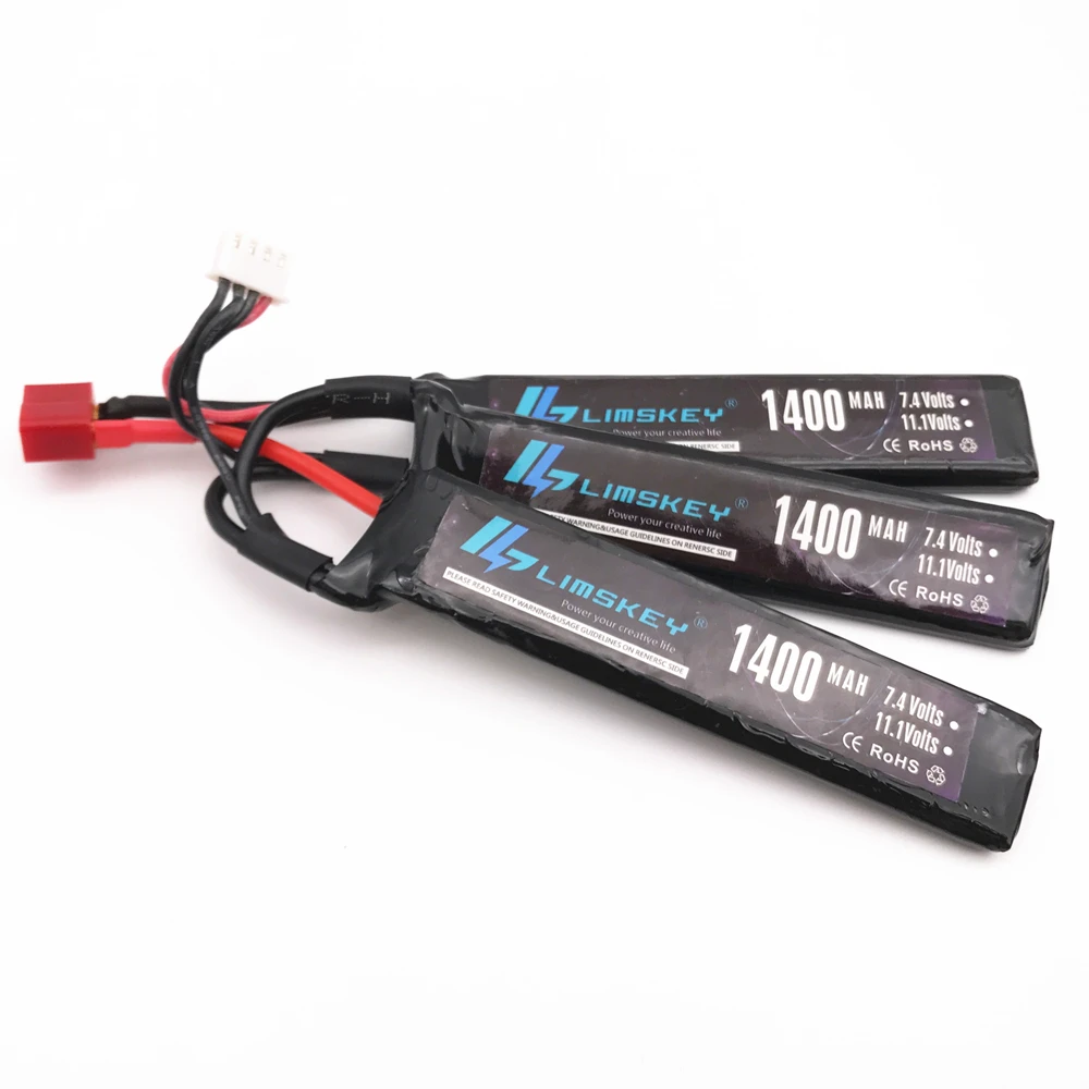 Limskey Мощность полимерный литий Батарея 11 1 V 1400 мА/ч 25C 3S T штекер для мини страйкбол