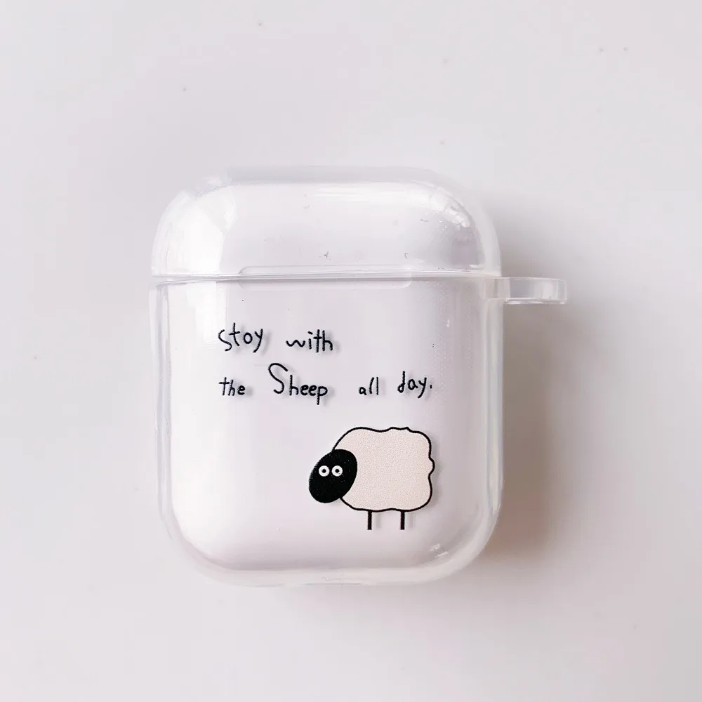 Мягкий прозрачный чехол для наушников из ТПУ с рисунком для Apple AirPods 1 2, проводная Беспроводная зарядная коробка, прозрачные чехлы, милый защитный чехол