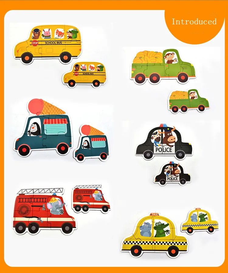 Детские дошкольные Пазлы бумажные животные Мультяшные головоломки