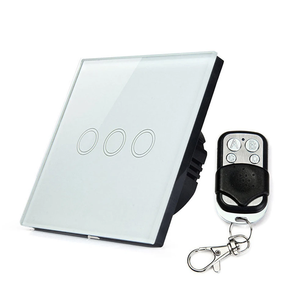 Умный сенсорный выключатель 3 клавиши 1 канал стеклянная панель переключатель