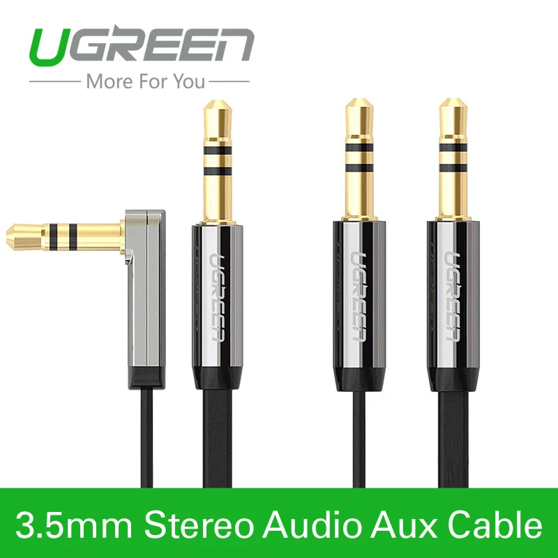 Ugreen aux cable jack 3.5mm male to male audio cable 90 degree right angle flat aux cable for car / PM4 PM3 / headphone aux cord