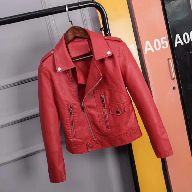 ZXRYXGS Women Spring Autumn PU Leather Jacket Casual Slim Soft Moto Biker Faux Fashion Clothing | Женская одежда