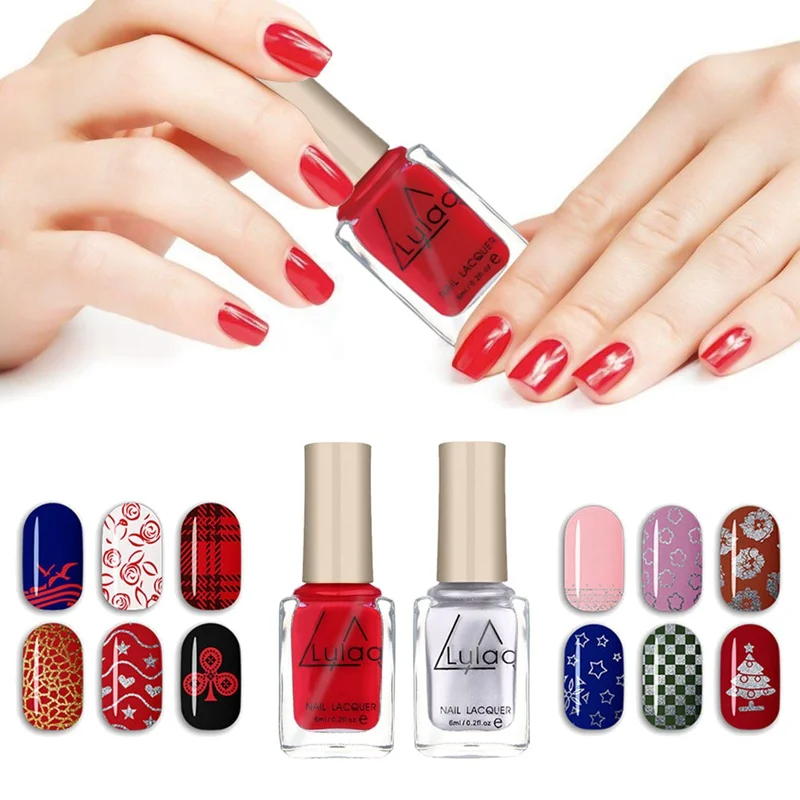 LULAA Профессиональный Nail штамповка принт польский сладкий Цвет лак для ногтей