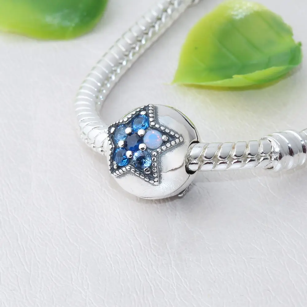 Wybeads 925 серебро яркая звезда клип Подвески multi-Цвет Кристалл европейский бисера